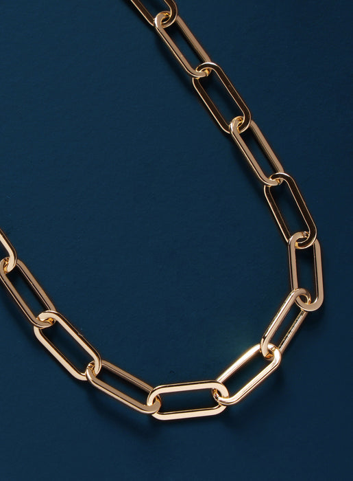 Large Clip 14k plated over 316L stainless steel chain Necklaces WE ARE ALL SMITH: Men's Jewelry & Clothing.   