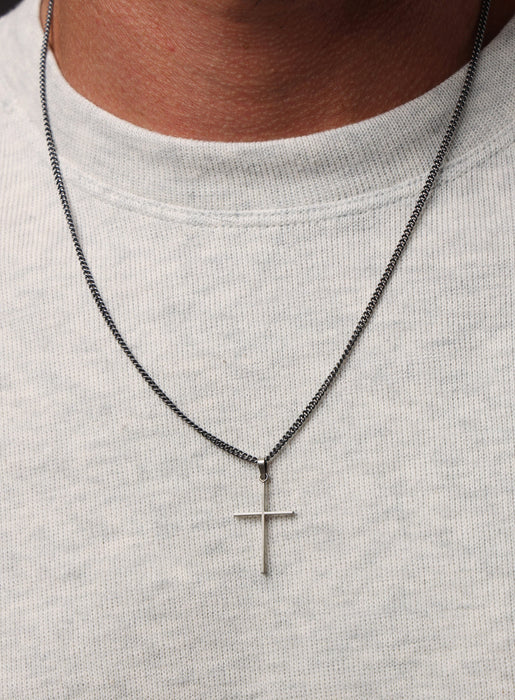 Minimalist Sterling Silver Cross Pendant Necklace for Men Jewelry WE ARE ALL SMITH
