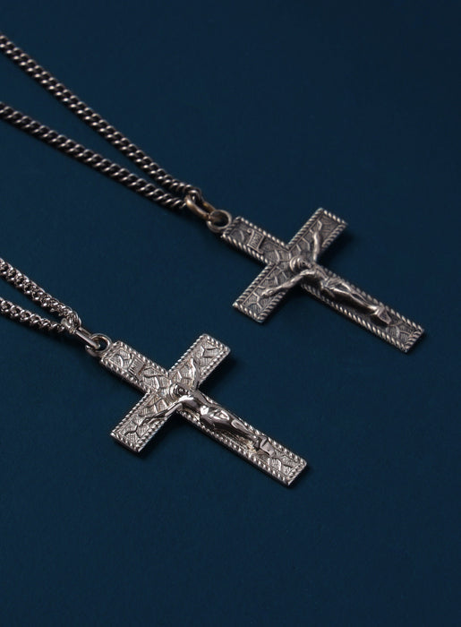 Sterling Silver Crucifix Cross Pendant Necklace for Men Jewelry WE ARE ALL SMITH   