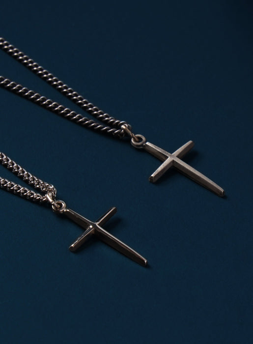 Minimalist Sterling Silver Pointed Cross Pendant Necklace for Men Jewelry WE ARE ALL SMITH   