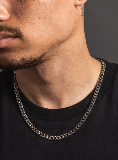 Waterproof Faceted 7mm Curb Chain Necklace for Men Jewelry WE ARE ALL SMITH