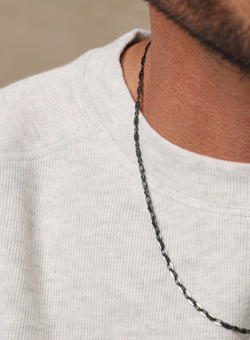 Black and Silver Anchor Chain Necklace for Men Necklace WE ARE ALL SMITH   