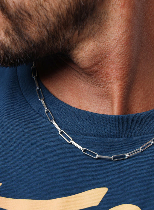 Sterling Silver Elongated Oval Chain Necklace for Men Necklace WE ARE ALL SMITH   