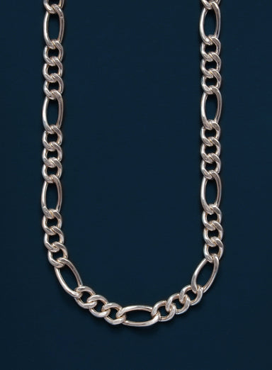 7mm Hollow Sterling Silver Figaro Chain Necklace Necklace WE ARE ALL SMITH   