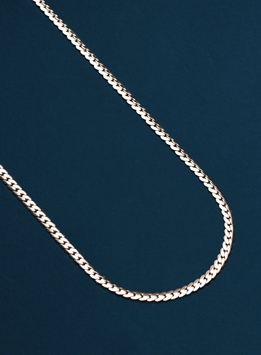 Waterproof 3mm Flat Curb Silver Stainless Steel Chain Necklace Jewelry WE ARE ALL SMITH   