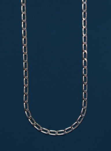 4mm 925 Sterling Silver Elongated Flat Oval Chain Necklace WE ARE ALL SMITH   