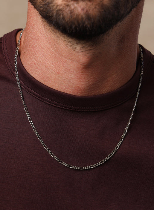 Oxidized Sterling Silver Cuban Links with Figaro Pattern Chain Necklace Necklace WE ARE ALL SMITH   