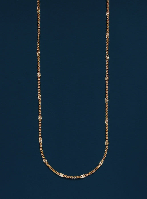 14k Gold Filled Curb Chain Necklace with Satellite Square Links Necklace WE ARE ALL SMITH   