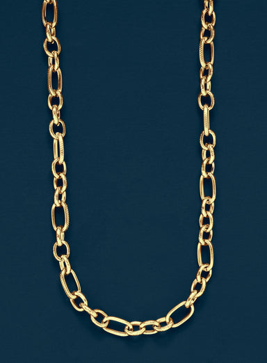 Men's 7mm 14k Gold Plated Textured Cable Chain Necklace Necklace WE ARE ALL SMITH   