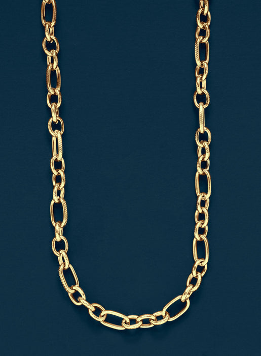 Men's 7mm 14k Gold Plated Textured Cable Chain Necklace Necklace WE ARE ALL SMITH