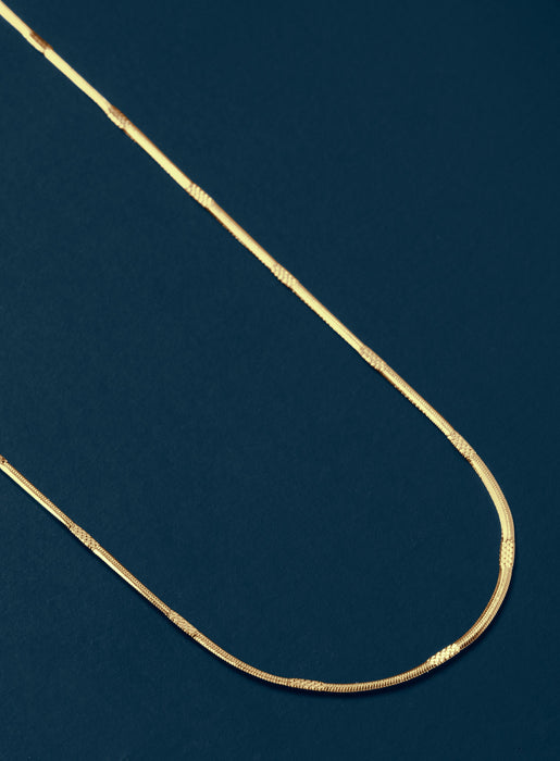 Gold Herringbone Style Chain with Repeating Pattern Necklace WE ARE ALL SMITH   
