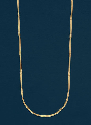 Gold Herringbone Style Chain with Repeating Pattern Necklace WE ARE ALL SMITH   