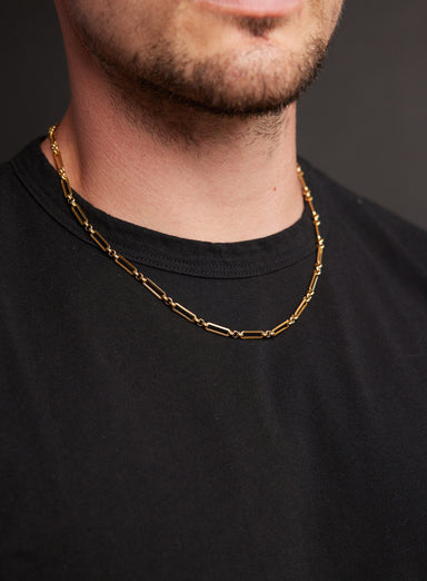 Men's Gold 4.5mm Elongated Cable Chain Necklace Necklace WE ARE ALL SMITH   
