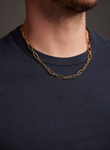 7mm Men's Gold Elongated Cable Chain Necklace for Men Necklace WE ARE ALL SMITH   