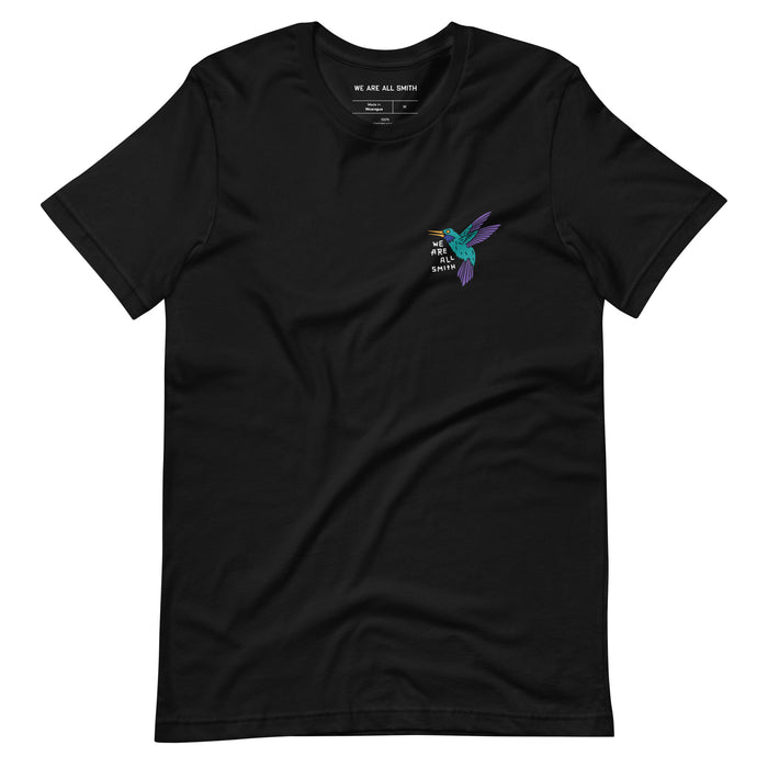 Hummingbird Unisex Black Short Sleeve t-shirt  WE ARE ALL SMITH: Men's Jewelry & Clothing. XS  