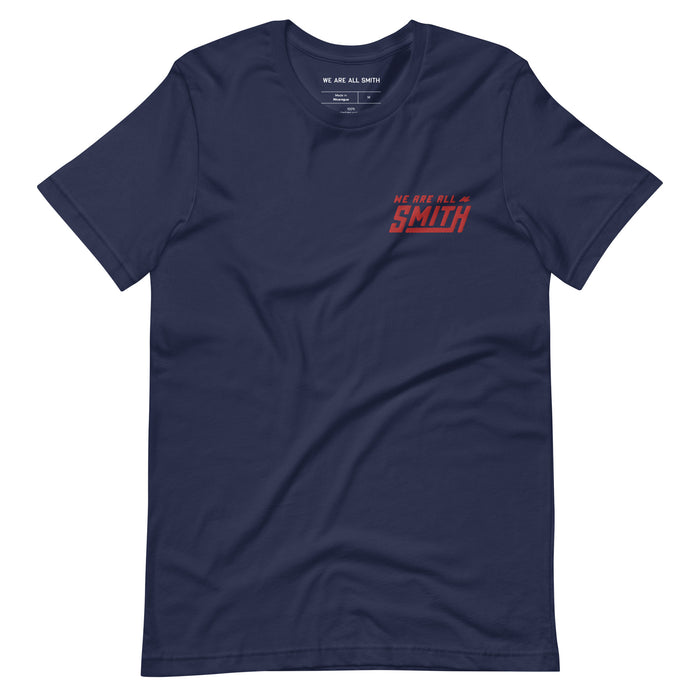 Navy Blue Red Embroidered WAAS logo Unisex t-shirt  WE ARE ALL SMITH: Men's Jewelry & Clothing. XS  