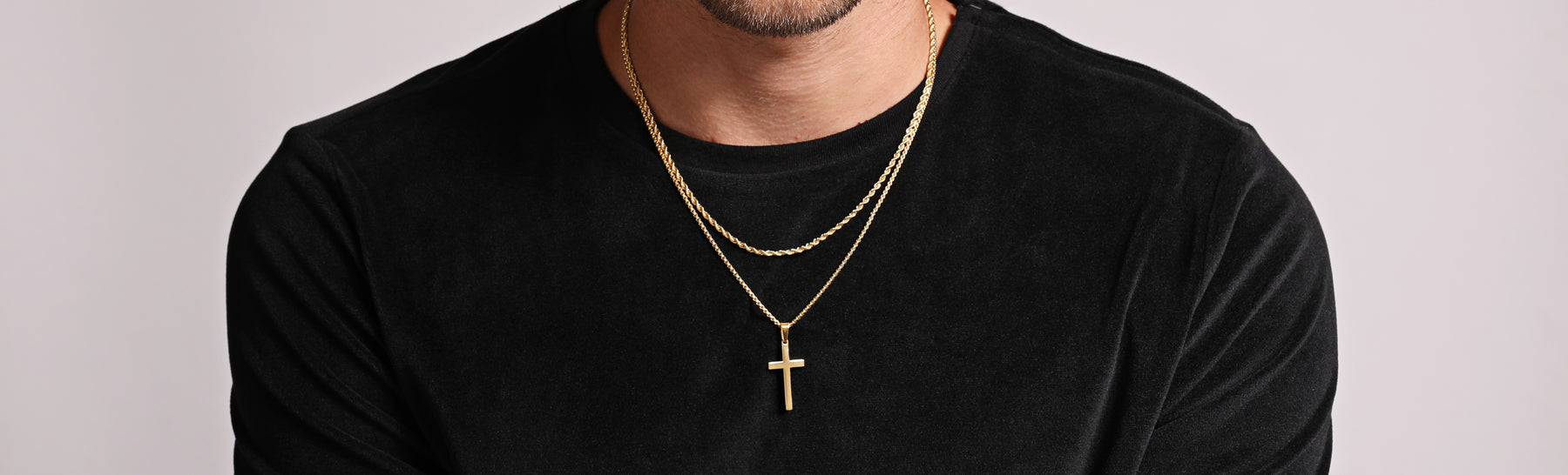 Get this look (Rope Chain Necklace & Gold Cross Necklace)