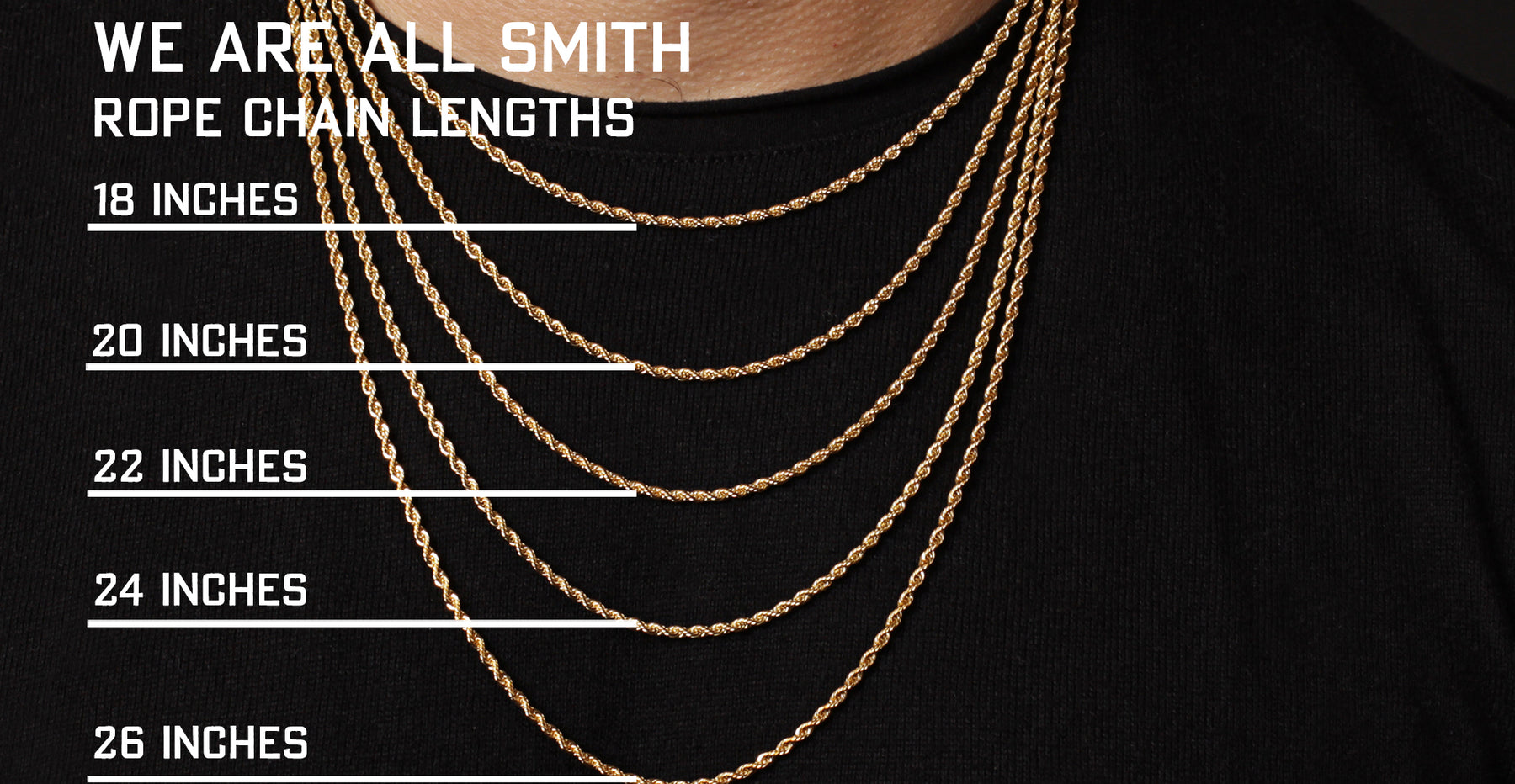 Rope Chain Necklaces Length Chart