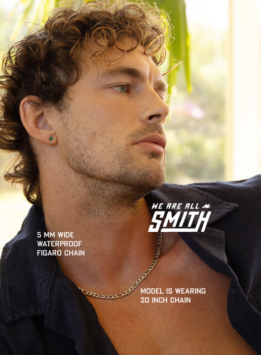 5mm Silver Figaro Chain Necklace for Men Necklaces WE ARE ALL SMITH: Men's Jewelry & Clothing.   