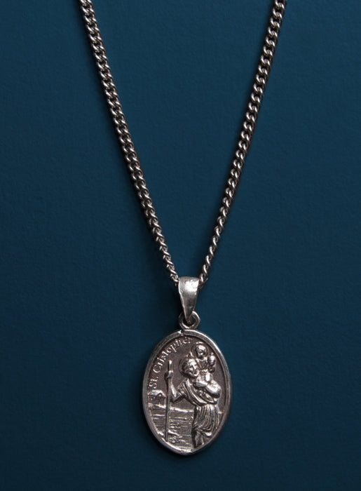 Sterling Silver St. Christopher Medal Necklace for Men Necklaces WE ARE ALL SMITH   