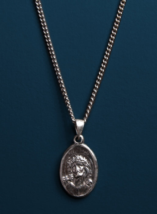 Jesus and Mary Sterling Silver Medal Necklace for Men Necklaces WE ARE ALL SMITH   