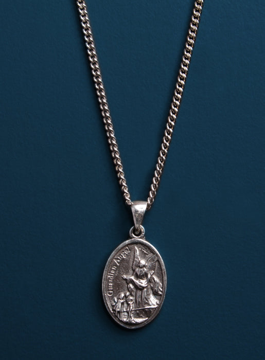 Guardian Angel Sterling Silver Medal Necklace for Men Necklaces WE ARE ALL SMITH   