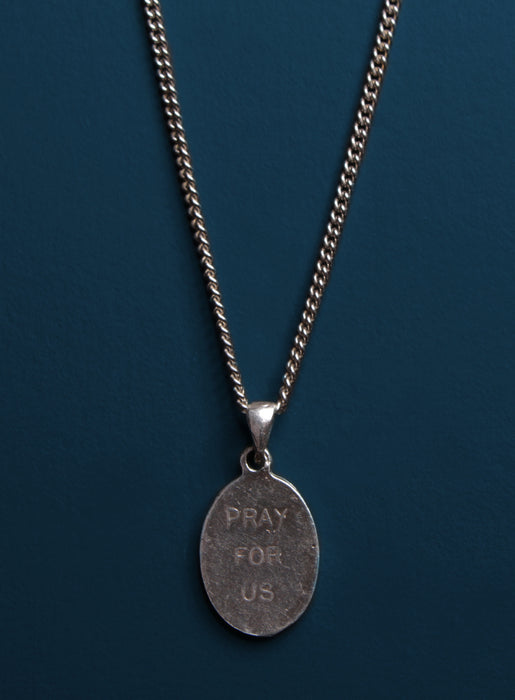 Pray for Us Sterling Silver Medal Necklace for Men Necklaces WE ARE ALL SMITH   
