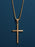 Large Gold Plated Stainless Steel "Bamboo" Cross Men's Necklace Necklaces WE ARE ALL SMITH   