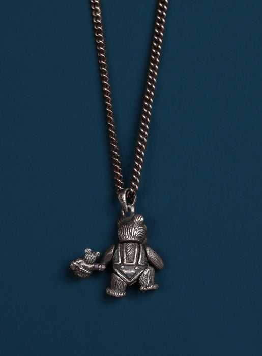 Sterling Silver Ride or Die Teddy Bear Necklace for Men — WE ARE