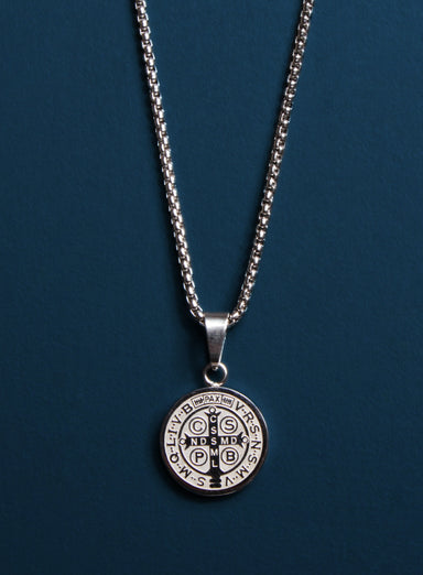 Waterproof Small St. Benedict Medal Necklaces WE ARE ALL SMITH: Men's Jewelry & Clothing.   