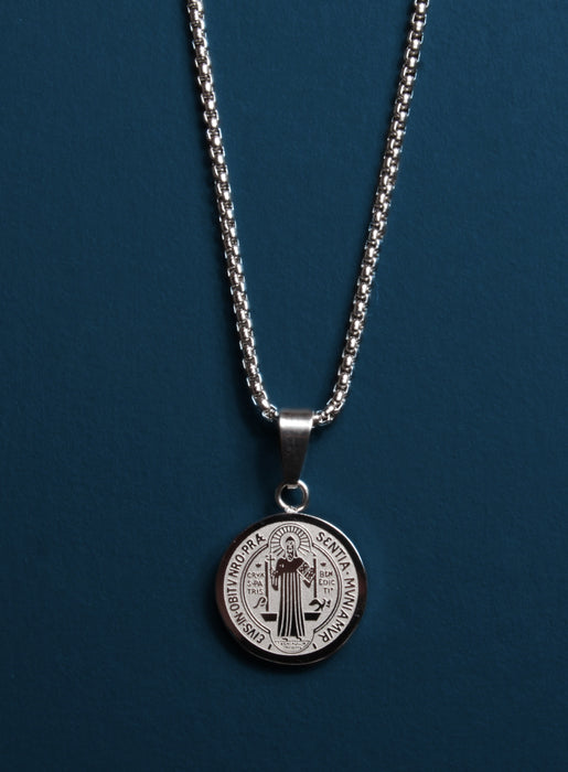 St. Benedict Medal Men's Necklace (SMALL) Necklaces WE ARE ALL SMITH   