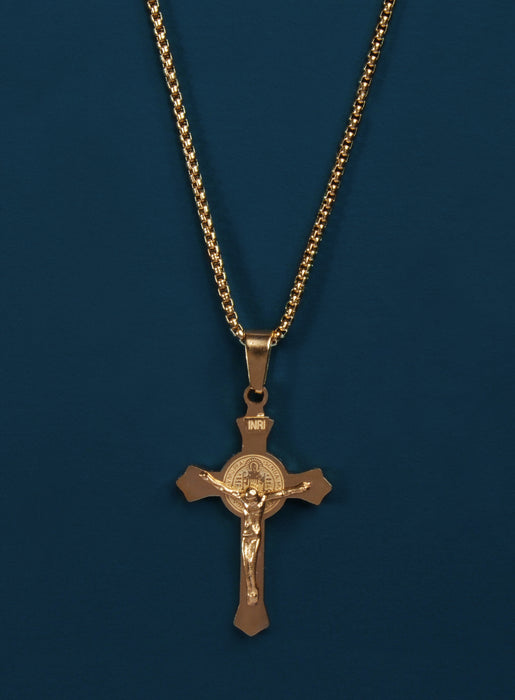 Small Gold Crucifix Men's Necklace Necklaces WE ARE ALL SMITH   