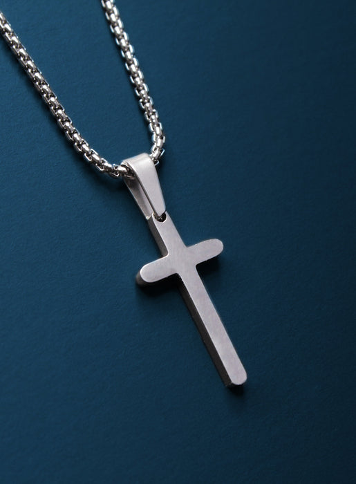 Waterproof Small Rounded Cross Necklace Necklaces WE ARE ALL SMITH: Men's Jewelry & Clothing.   