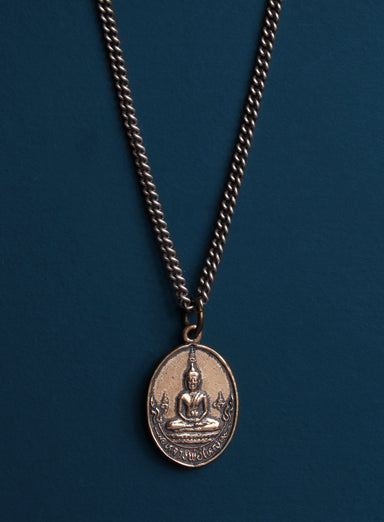 Bronze Oval Buddha Necklace for Men Necklaces WE ARE ALL SMITH: Men's Jewelry & Clothing.   