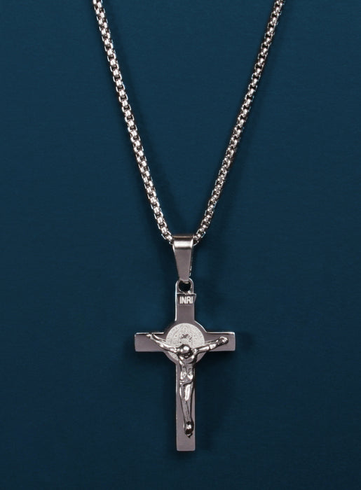 Small Stainless Steel Crucifix Men's Necklace Necklaces WE ARE ALL SMITH   