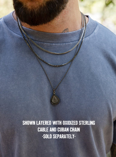 Oxidized Drop Sitting Buddha Pendant on 2mm Curb Chain Jewelry We Are All Smith