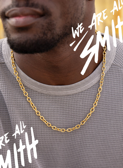Stainless Steel Gold Plated 7mm Thick Oval Cable Chain Necklace Necklace WE ARE ALL SMITH