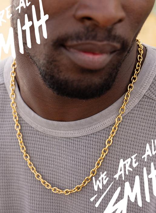 Stainless Steel Gold Plated 7mm Thick Oval Cable Chain Necklace Necklace WE ARE ALL SMITH
