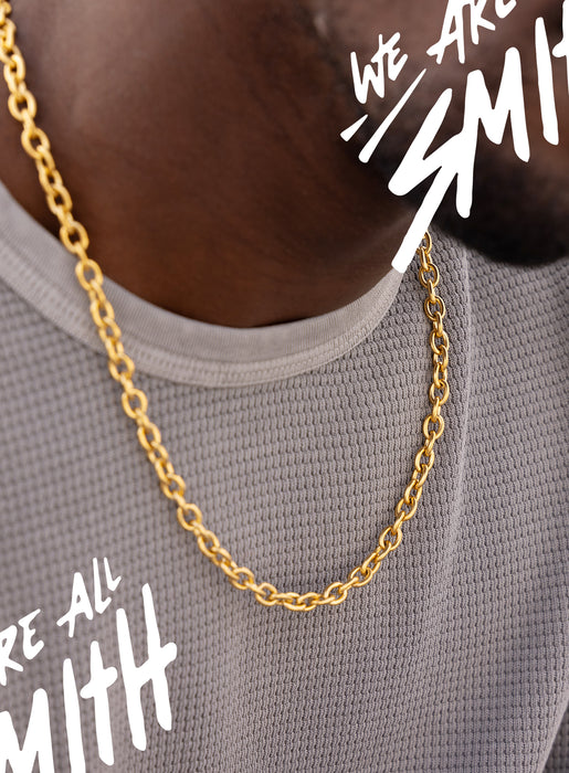 Stainless Steel Gold Plated 7mm Thick Oval Cable Chain Necklace Necklace WE ARE ALL SMITH