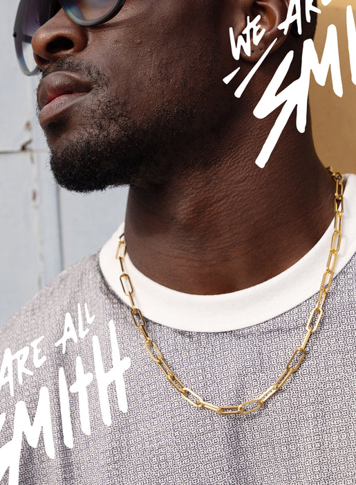 Stainless Steel Gold Plated 8mm Cable Chain Necklace WE ARE ALL SMITH