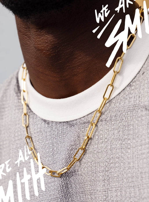 Stainless Steel Gold Plated 8mm Cable Chain Necklace WE ARE ALL SMITH