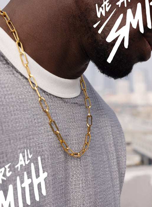 Stainless Steel Gold Plated 8mm Cable Chain Necklace WE ARE ALL SMITH