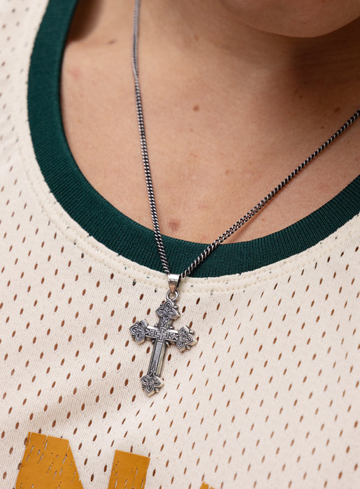 925 Oxidized Sterling Silver Cross Necklace for Men