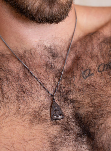 Black Buddha Triangle Pendant Necklace for Men