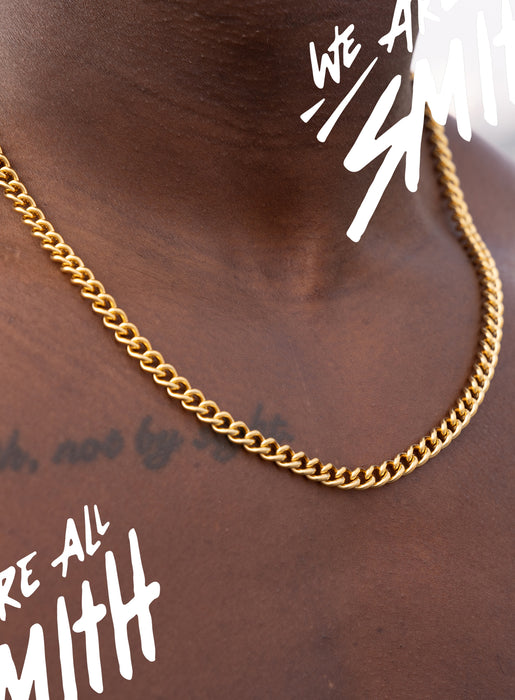 Stainless Steel Gold Plated 7mm Curb Chain Necklace Jewelry WE ARE ALL SMITH