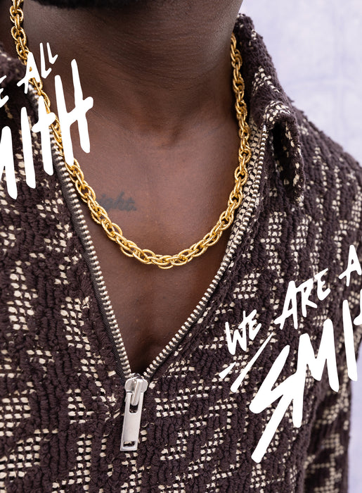 Men's Gold Plated Stainless Steel 10mm Rope Chain Necklace Necklace WE ARE ALL SMITH