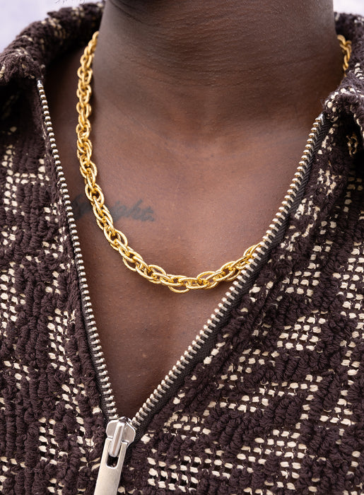 Men's Gold Plated Stainless Steel 10mm Rope Chain Necklace Necklace WE ARE ALL SMITH