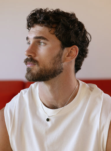 925 Sterling Silver Obsidian Gemstone Necklace for Men