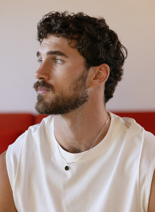 925 Sterling Silver Obsidian Gemstone Necklace for Men