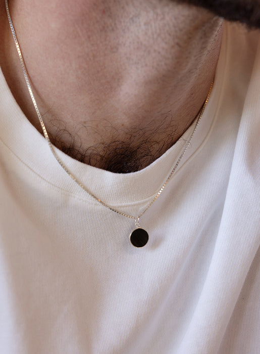 925 Sterling Silver Obsidian Gemstone Necklace for Men